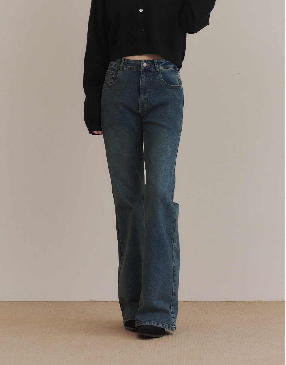 微彈力喇叭牛仔褲