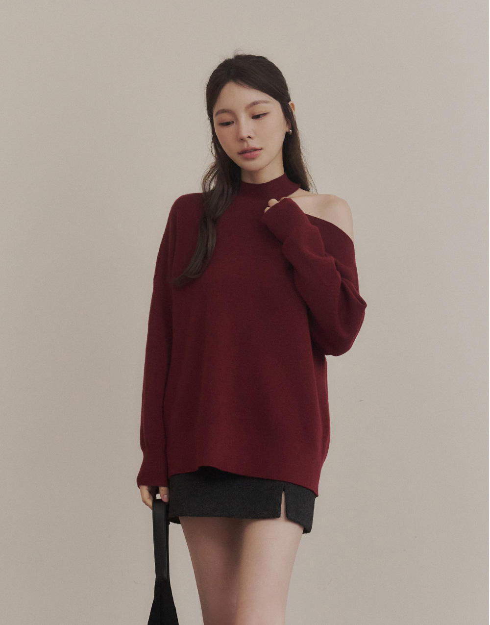 小立領挖肩針織毛衣