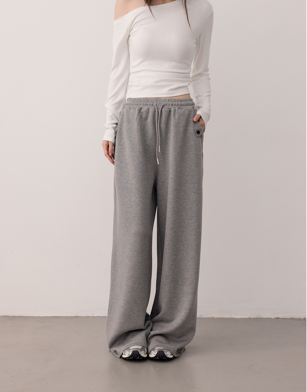 腰抽繩長褲(砂洗果凍棉)