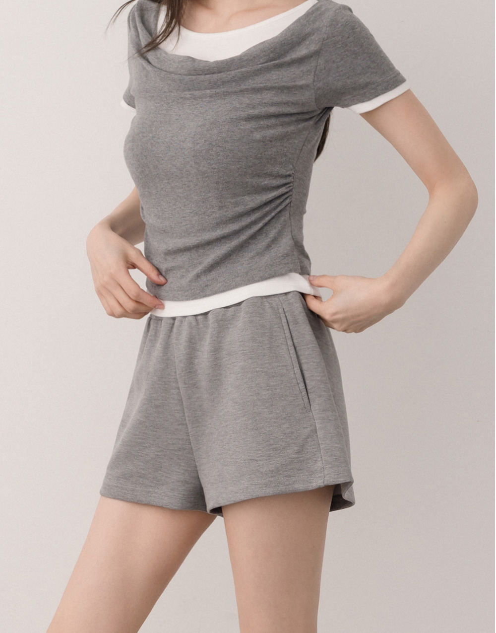 鬆緊腰頭短褲(砂洗果凍棉)