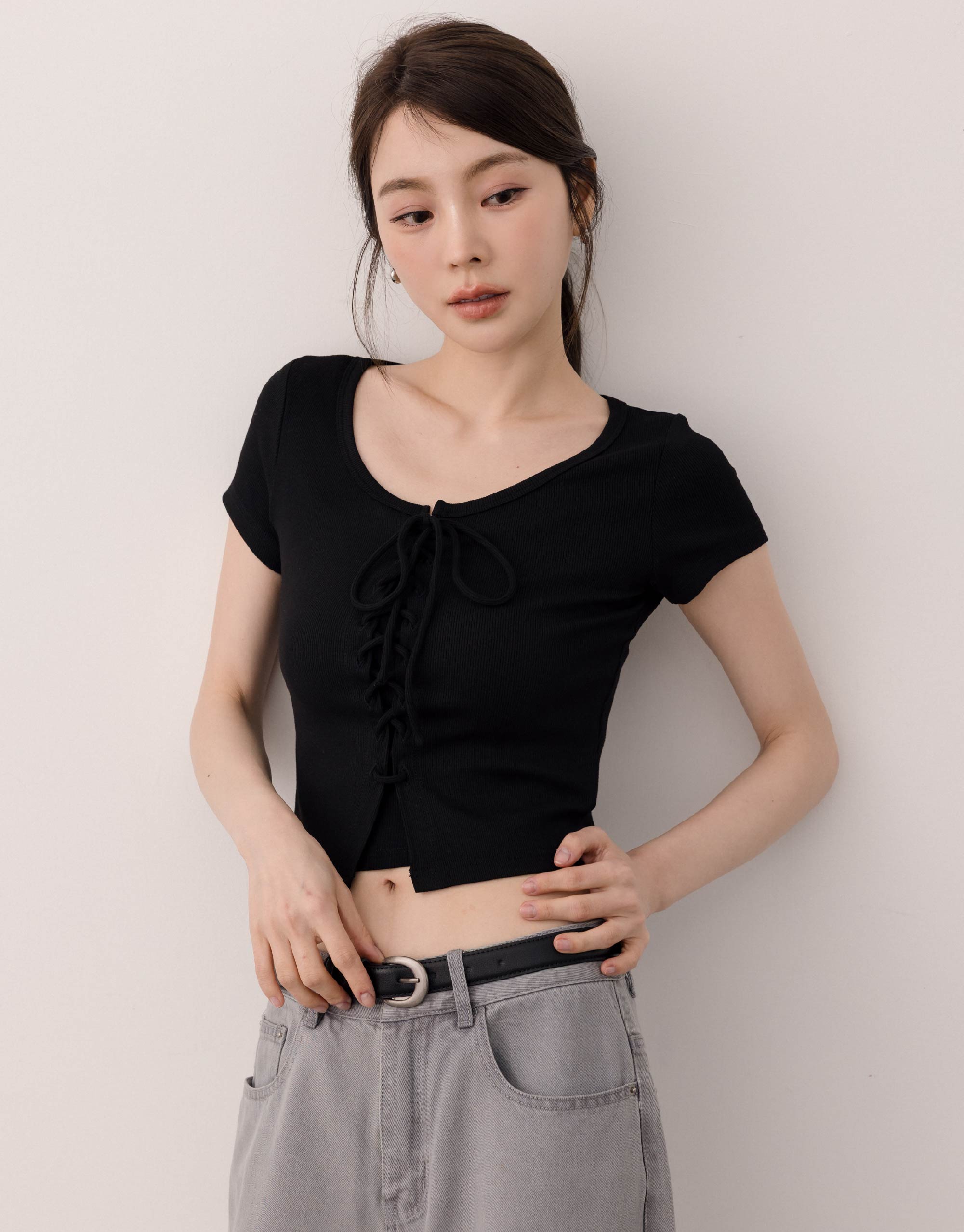 綁帶短袖上衣