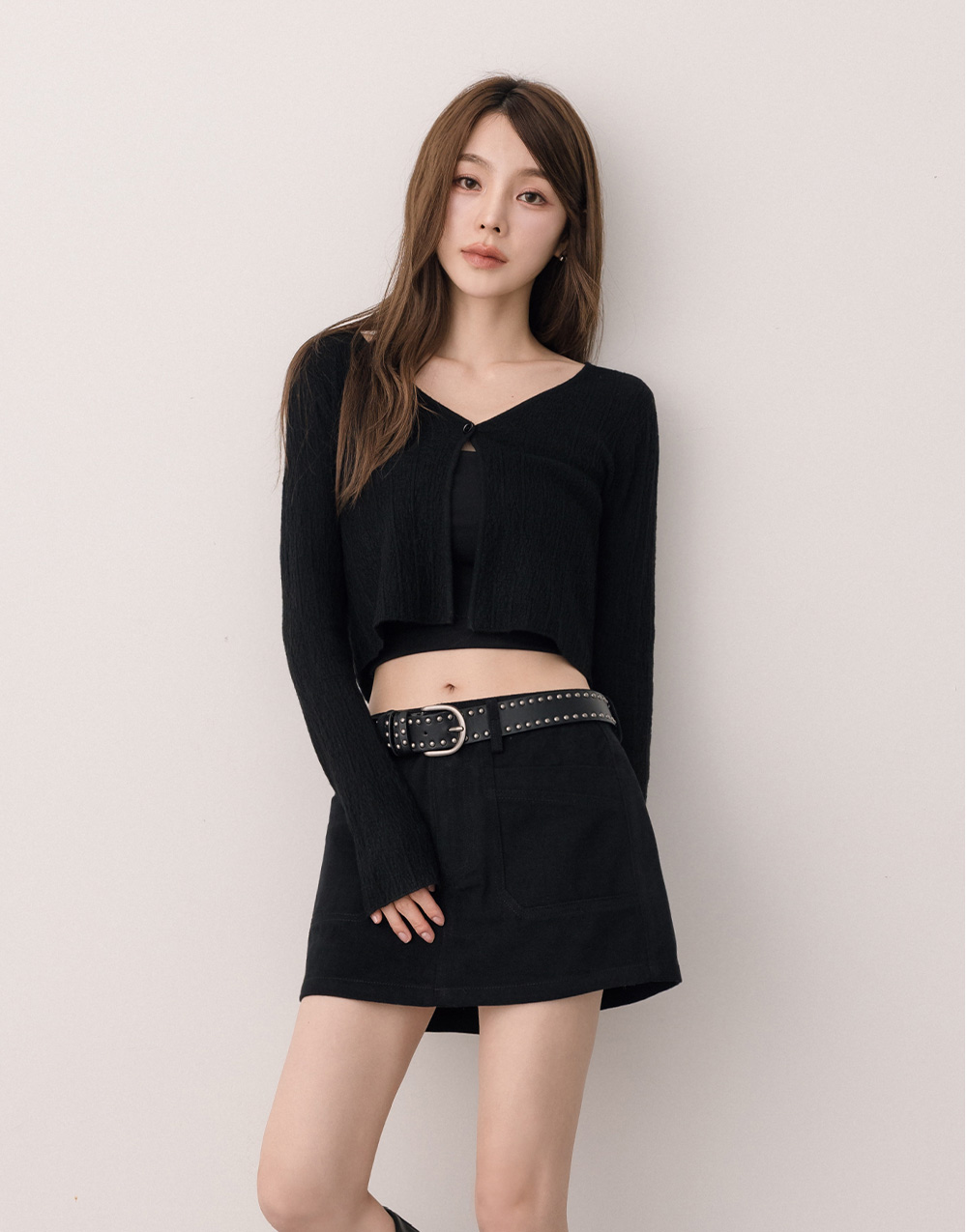 紋理單釦針織外套