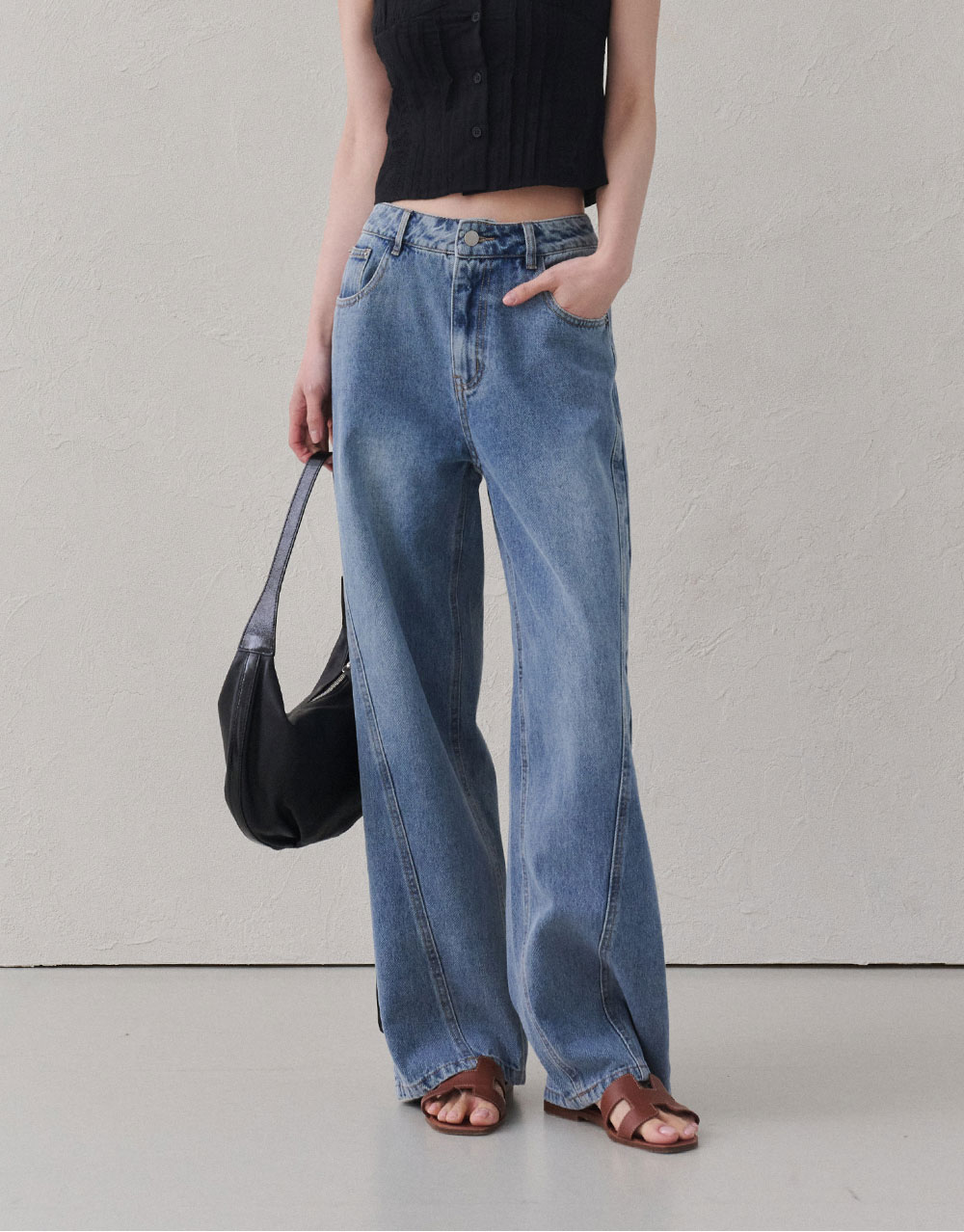 修身剪裁直筒牛仔褲