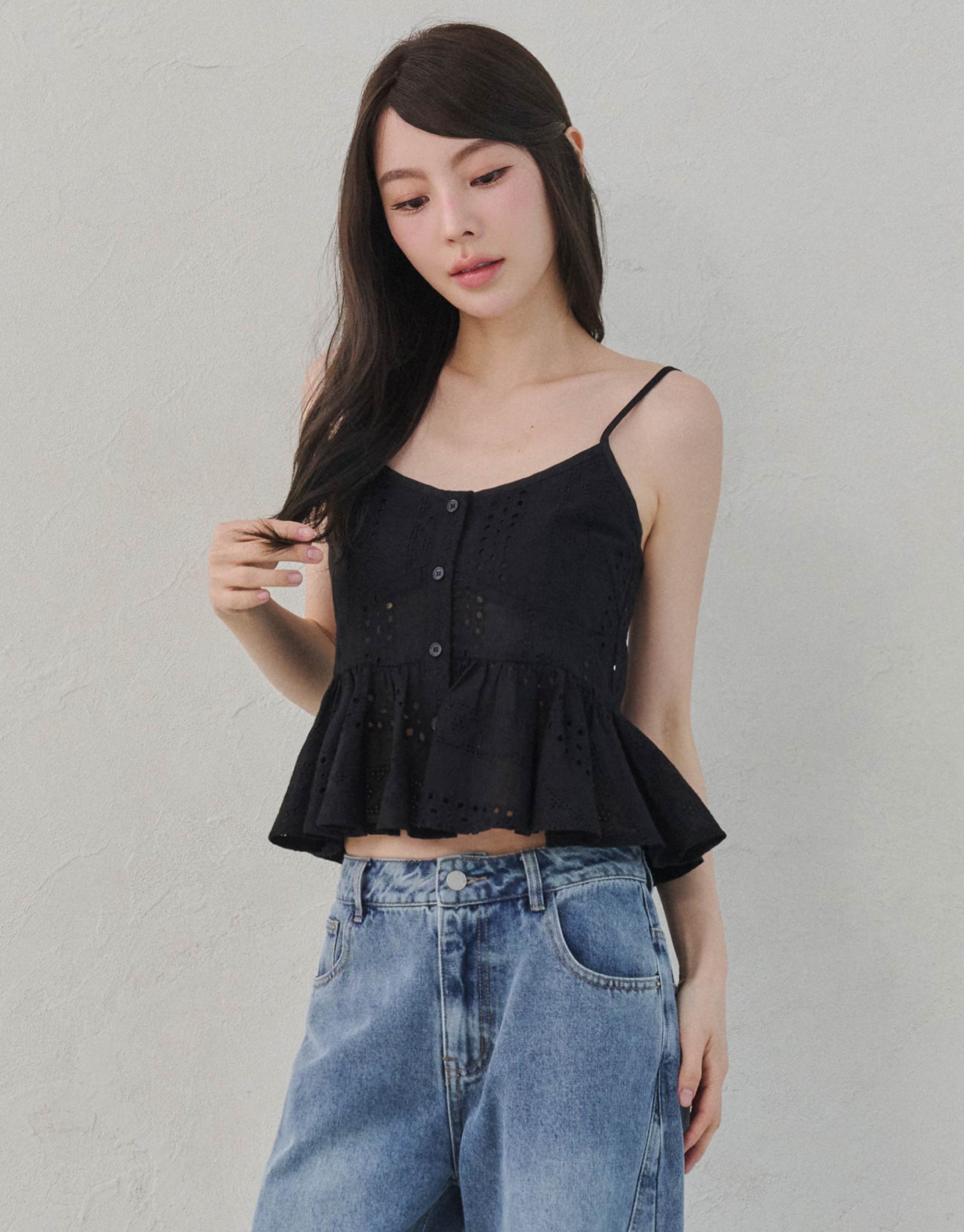 細肩緹花背心上衣