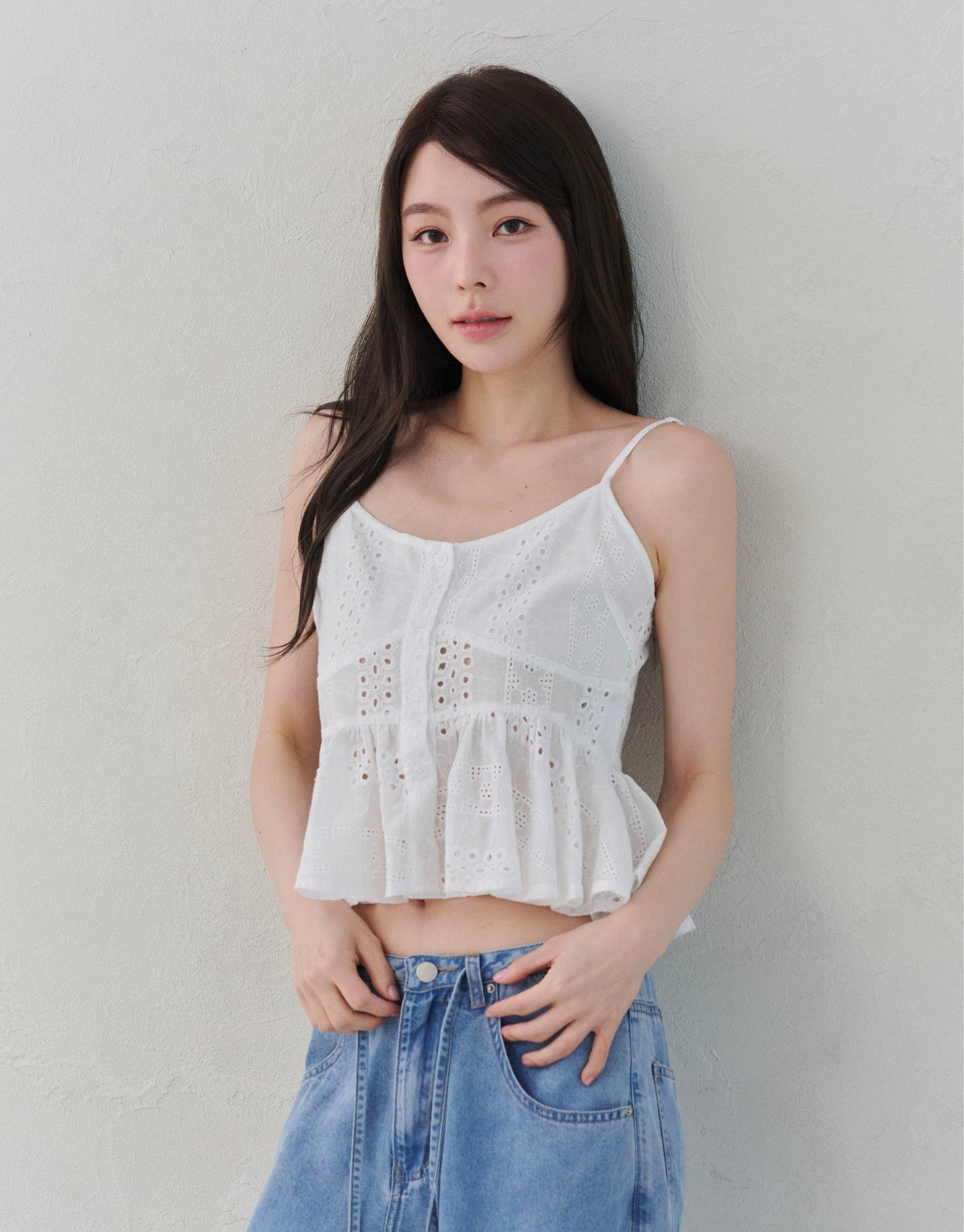 細肩緹花背心上衣