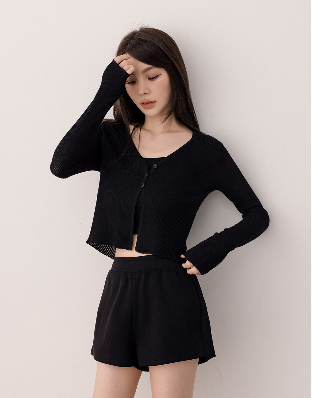 微透感V領針織小外套