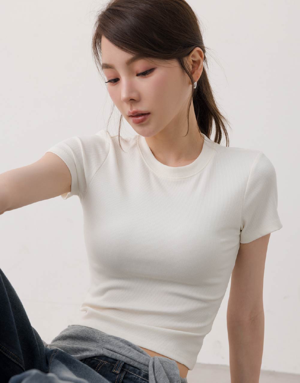 圓領羅紋短袖上衣