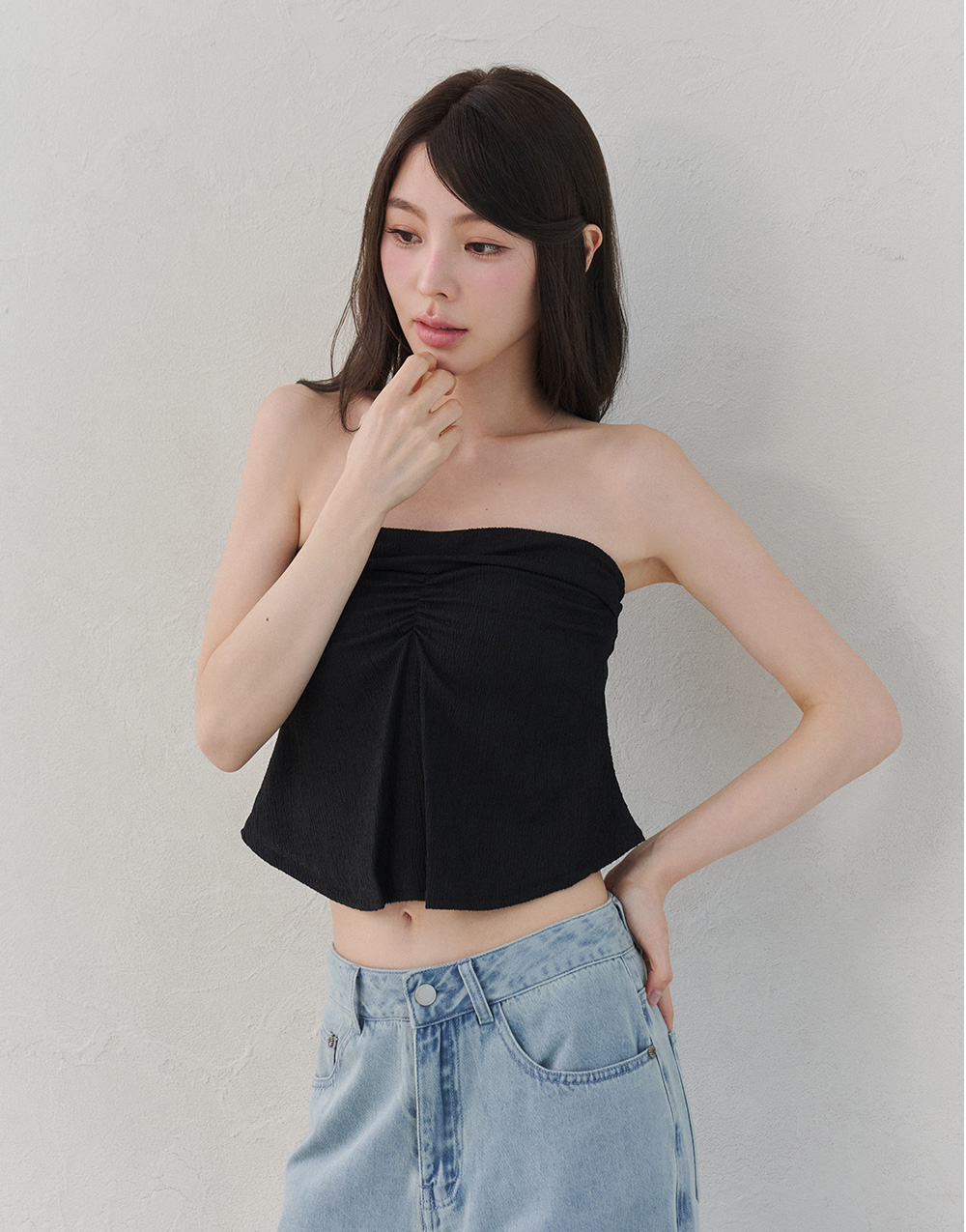 抽皺紋理感平口BRA上衣