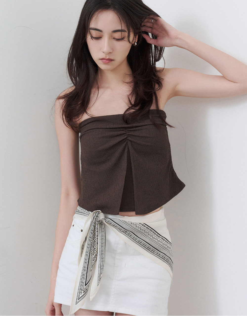 抽皺紋理感平口BRA上衣