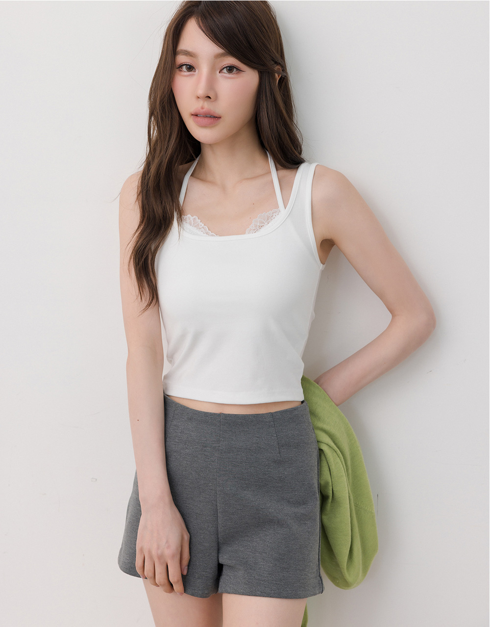 天絲萊賽爾假兩件蕾絲背心