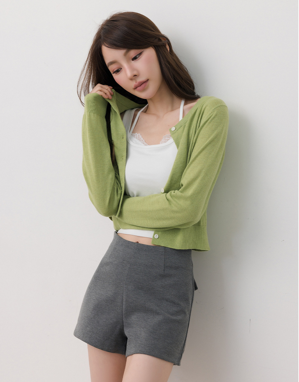 小花釦圓領針織小外套