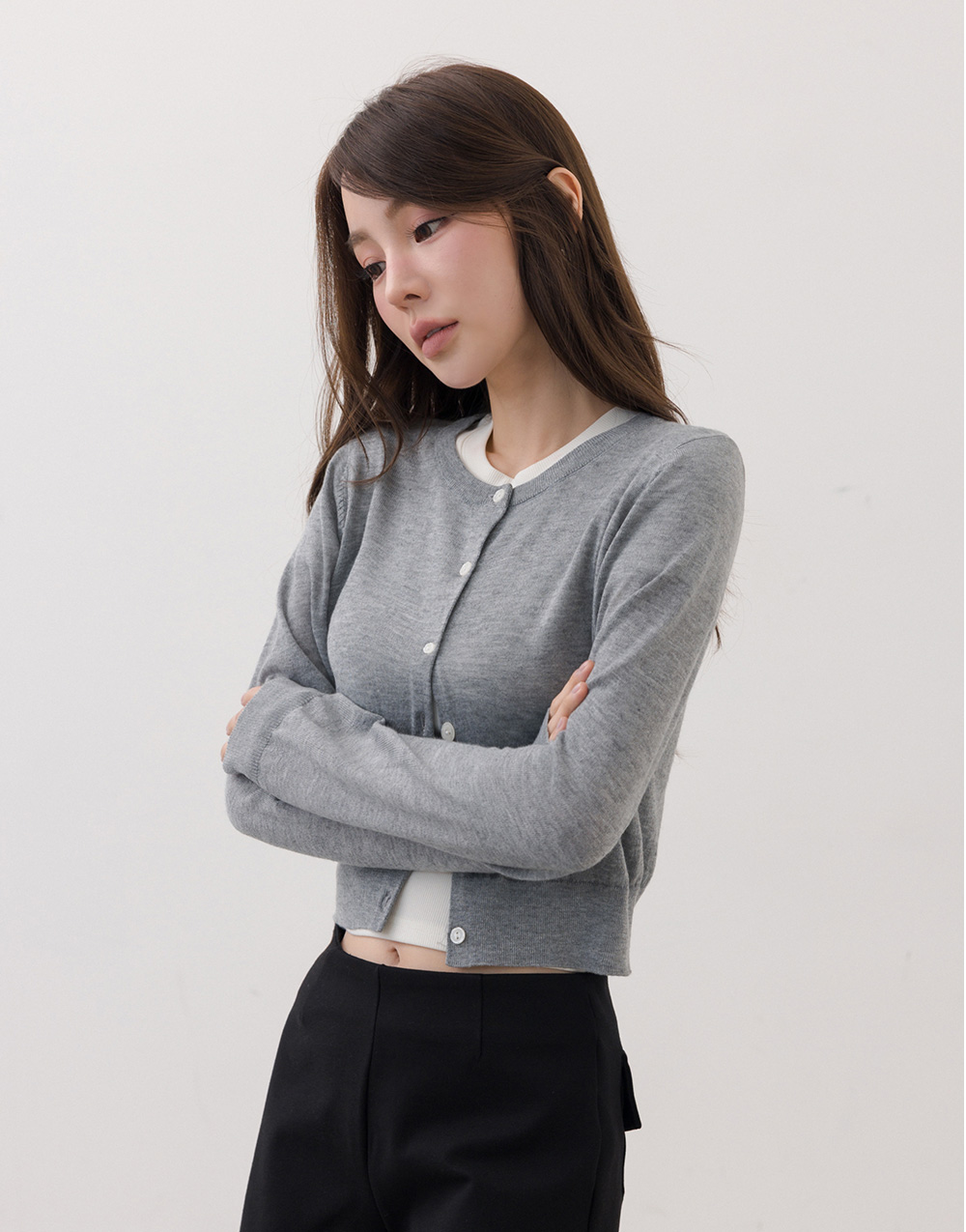 小花釦圓領針織小外套