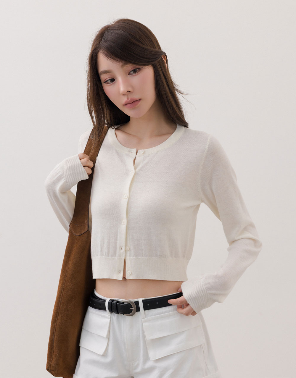 小花釦圓領針織小外套