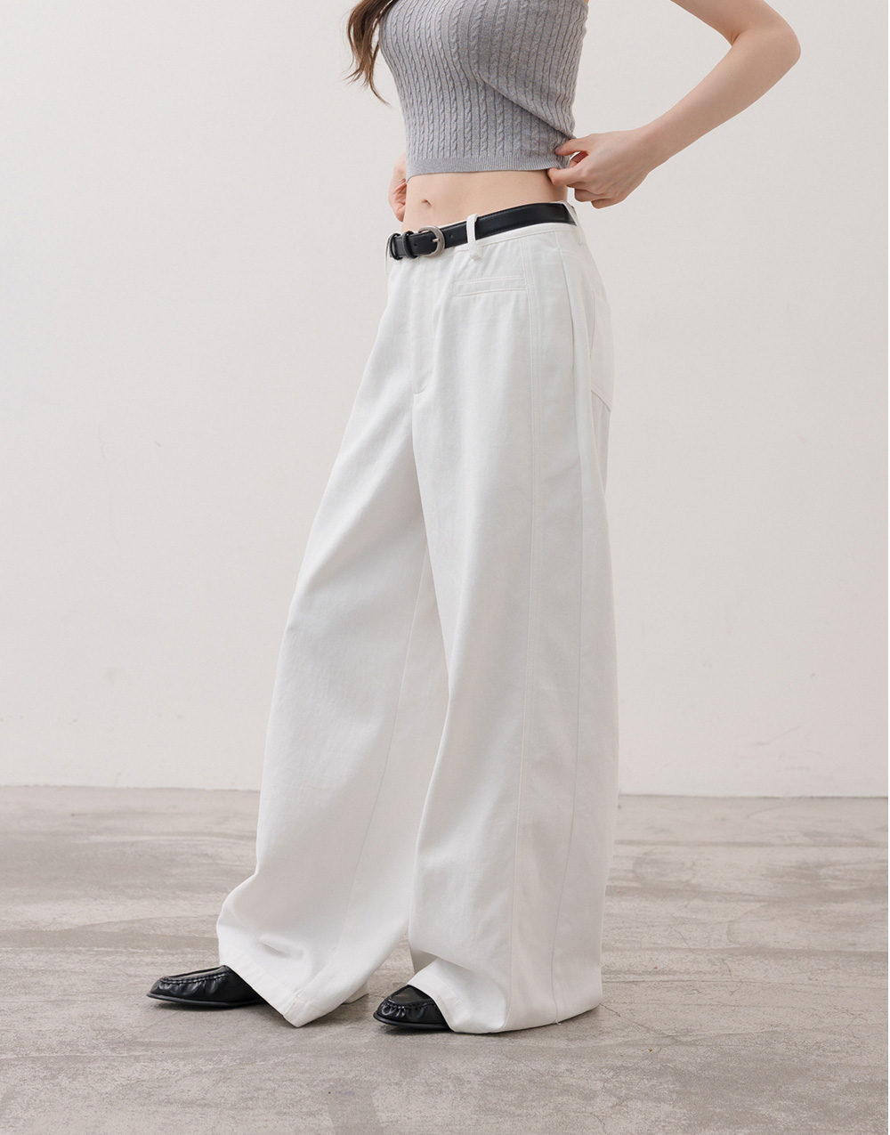 信封式口袋斜紋長褲