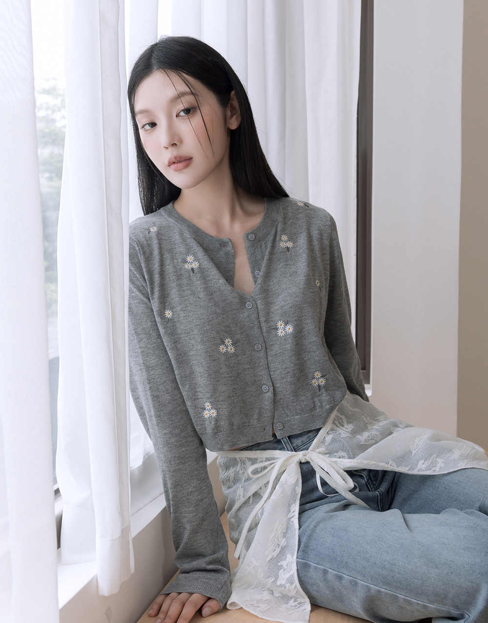 小花刺繡針織小外套