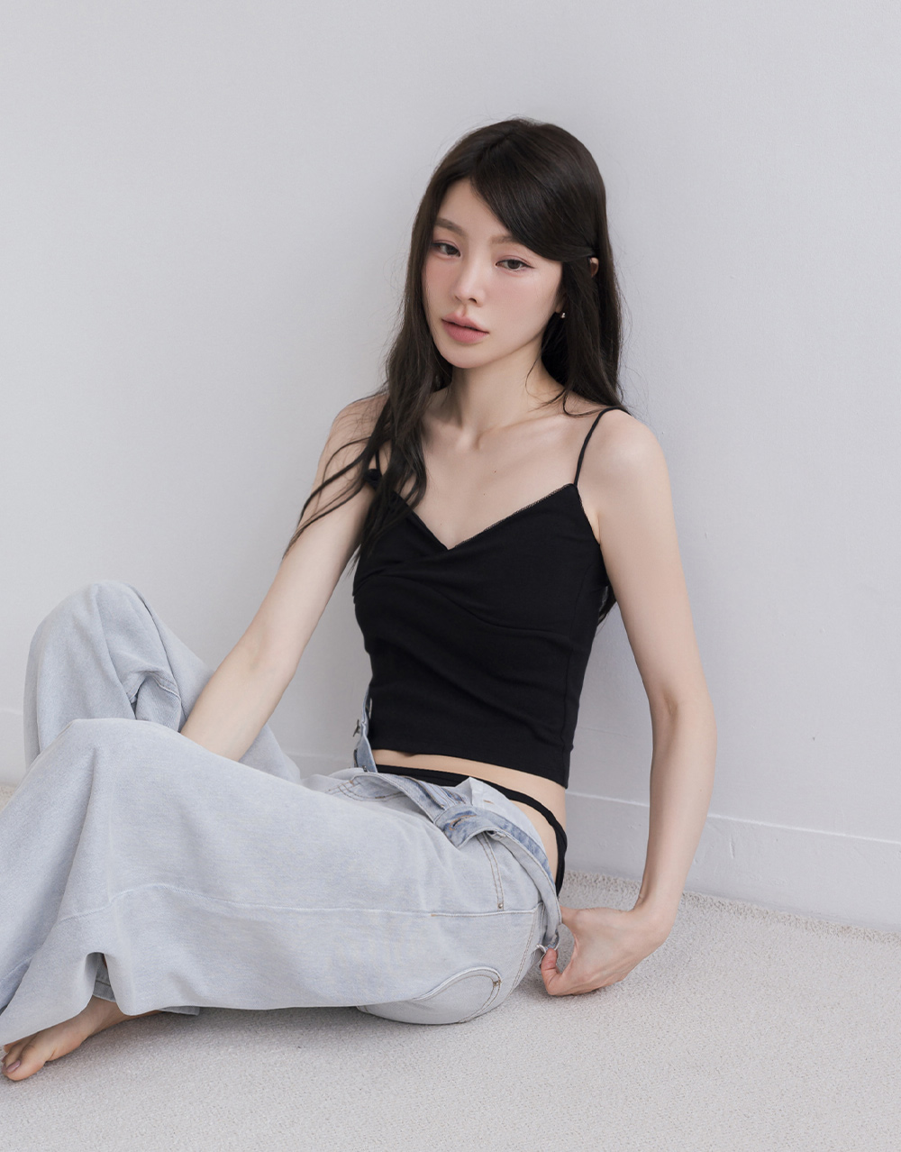 小花邊V領棉質BRA背心